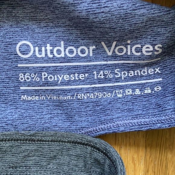 Outdoor Voices Tri Tone Slashback Crop Top in Ballet, Storm, & Olive - Picture 9 of 11